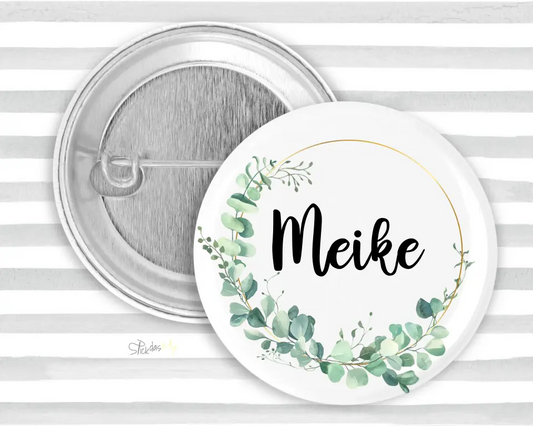 Button Eukalyptus 2 - Name einzeilig personalisierbar
